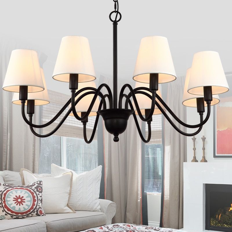 Black Modern Chandeliers Regarding Well Known Modern Led Chandelier Shades Fabric Vintage Black Iron E (View 6 of 20)