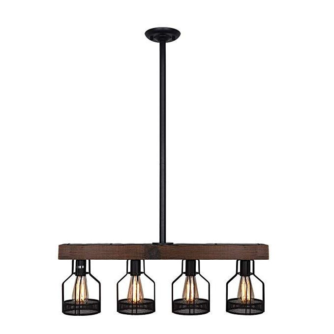 Black Wood Grain Kitchen Island Light Pendant Lights Throughout Favorite Unitary Brand Vintage Black Metal And Wood Body Cage Shade (View 11 of 20)