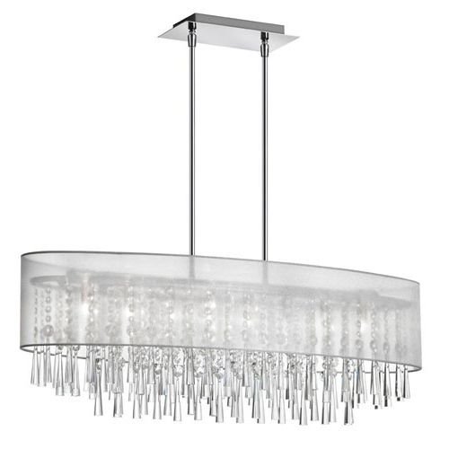 Bohemian Eight Light Polished Chrome And Crystal Oval For Well Liked Organza Silver Pendant Lights (View 4 of 20)