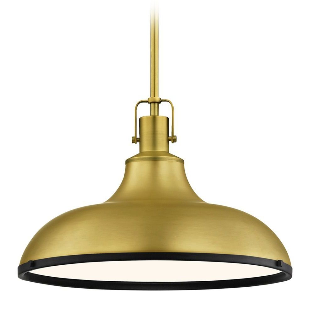 Brass And Black Led Island Pendant Throughout Most Current Industrial Style 16" Pendant Light In Brass With Black (View 3 of 20)