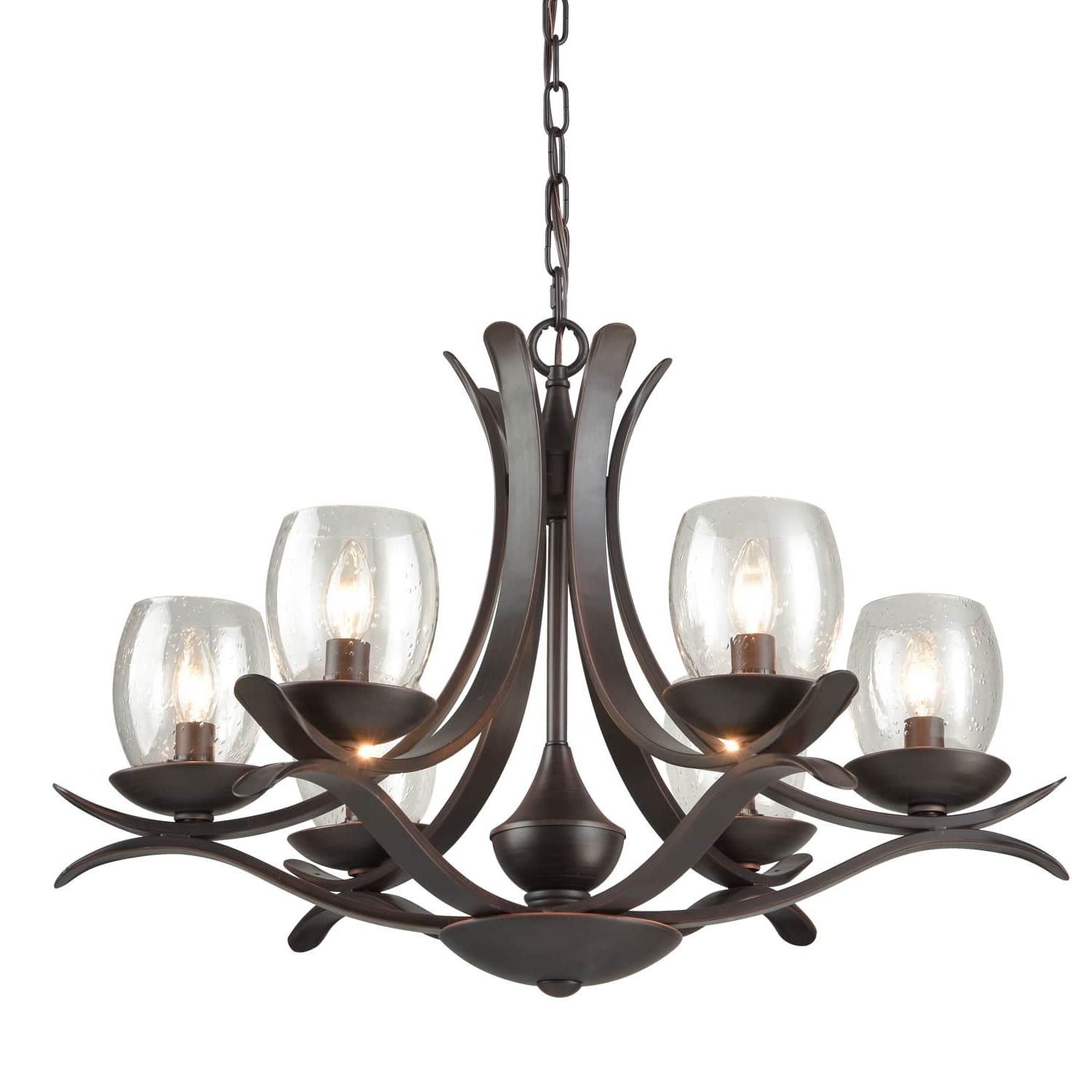 Bronze And Scavo Glass Chandeliers For Well Known Rustic Bronze Dining Room Chandelier With Seeded Glass –  (View 3 of 20)