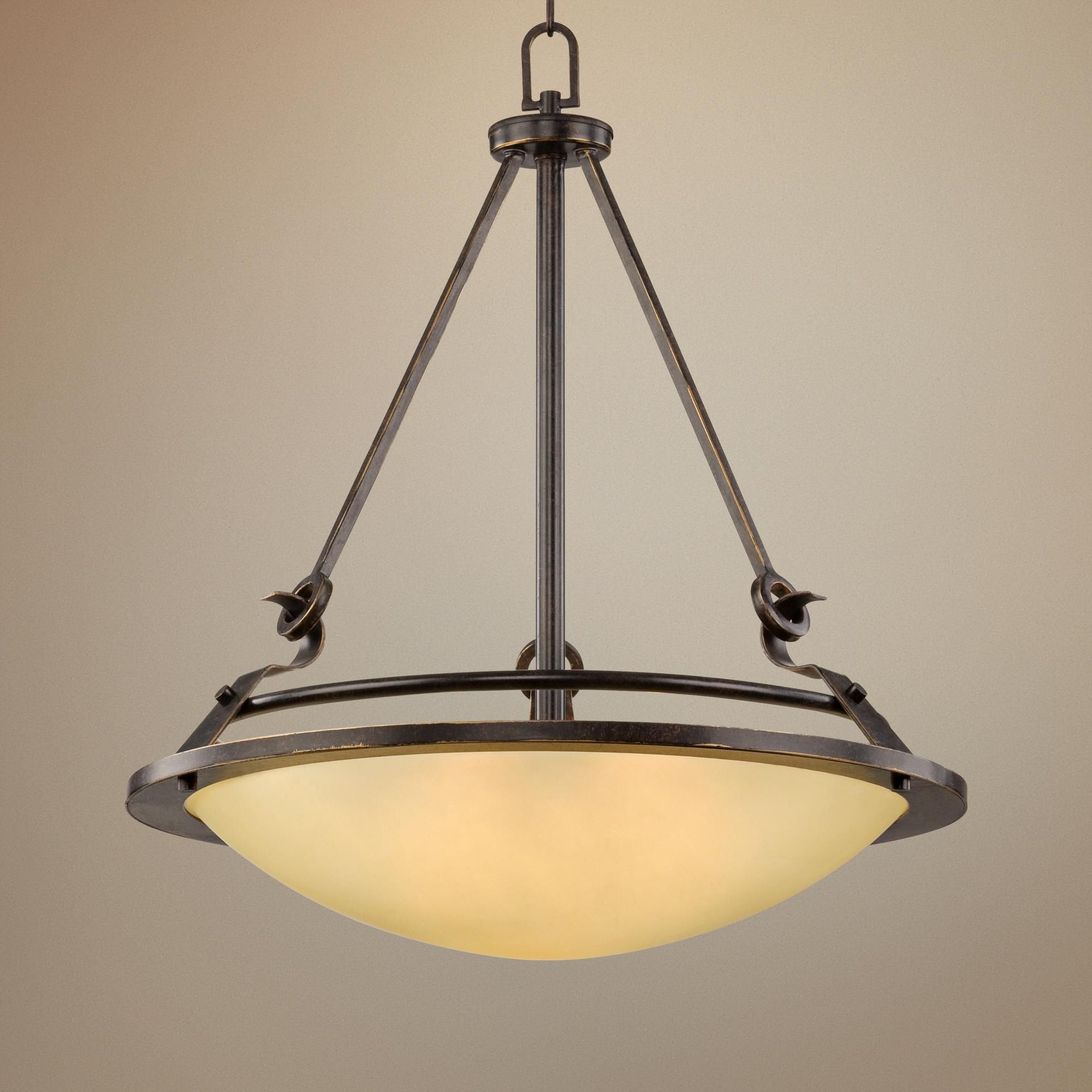 Bronze With Clear Glass Pendant Lights Regarding Favorite Bronze 21" Wide Amber Bowl Pendant Light – #w (View 3 of 20)