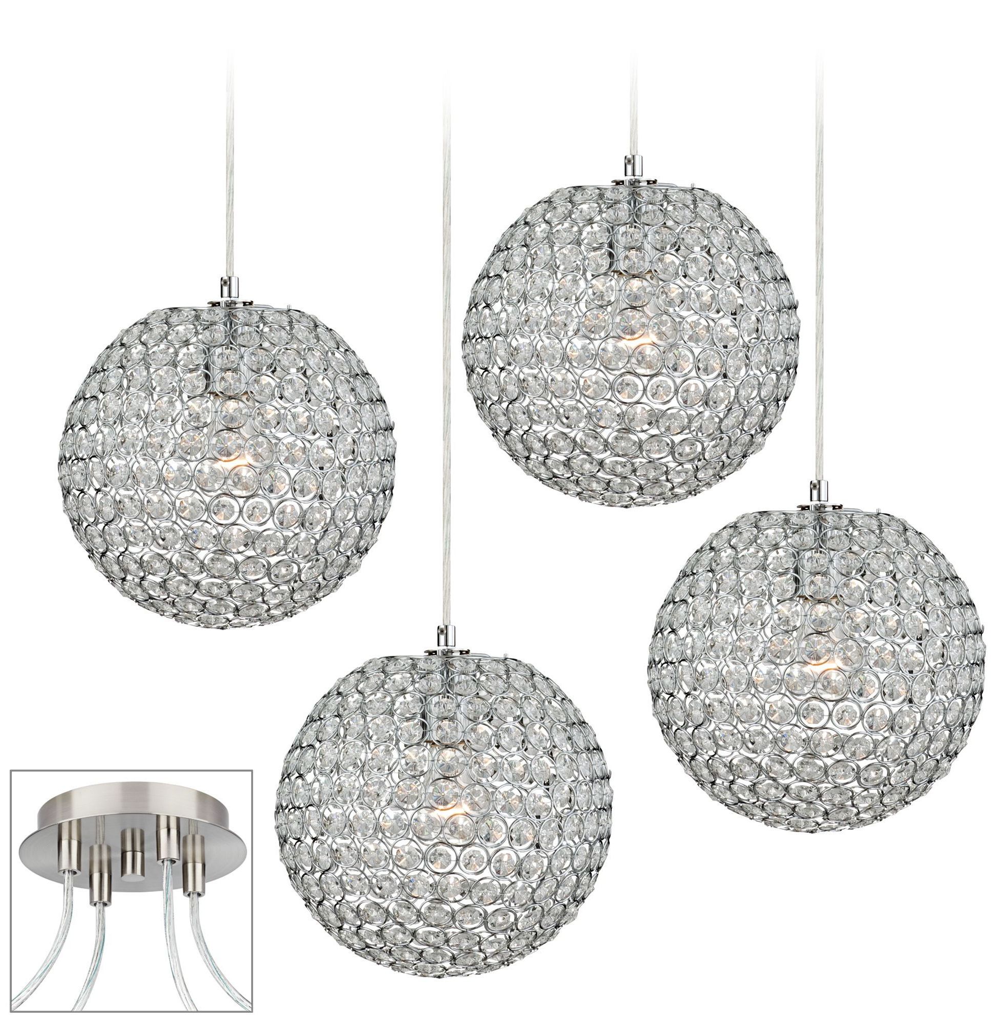 Brushed Nickel Crystal Pendant Lights With Trendy Possini Euro Crystal Beaded Brushed Nickel Swag Chandelier (View 18 of 20)
