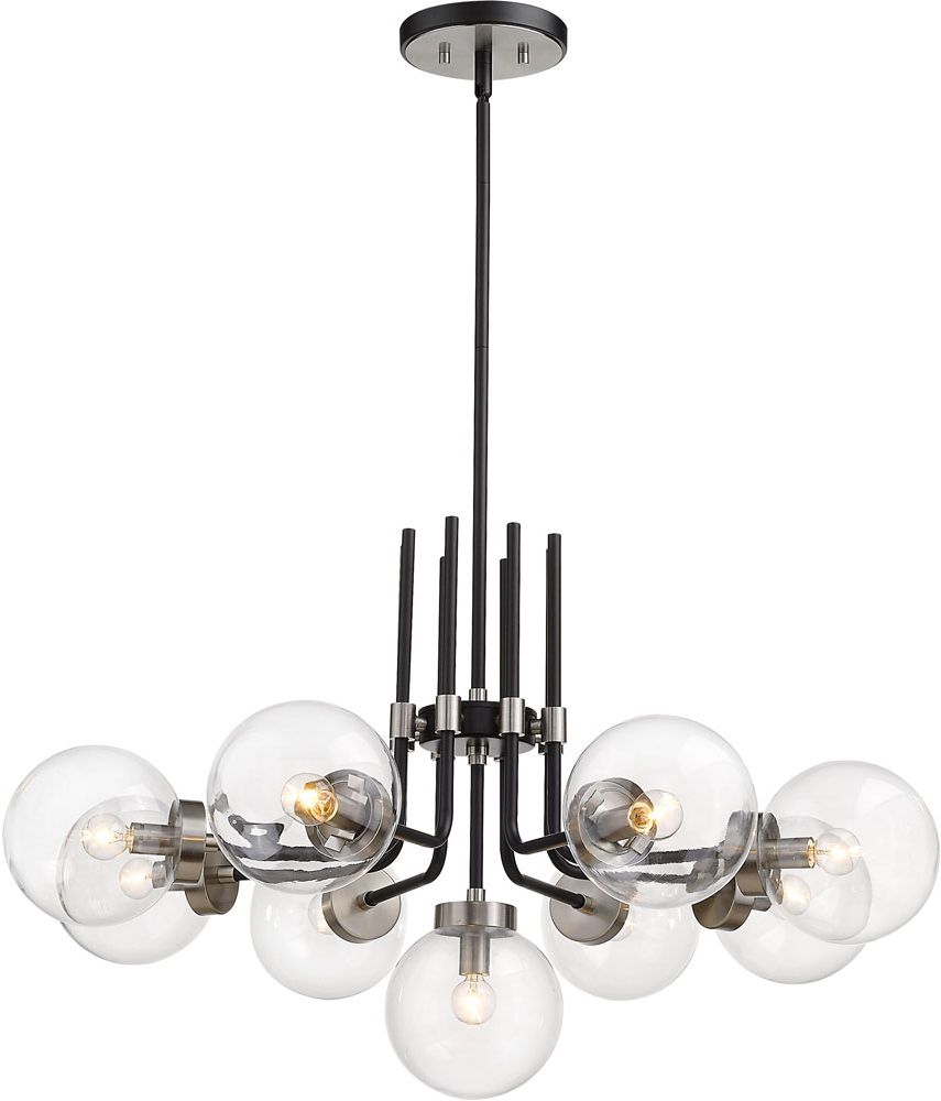 Brushed Nickel Modern Chandeliers Inside Most Up To Date Z Lite 477 9mb Bn Parsons Contemporary Matte Black (View 17 of 20)