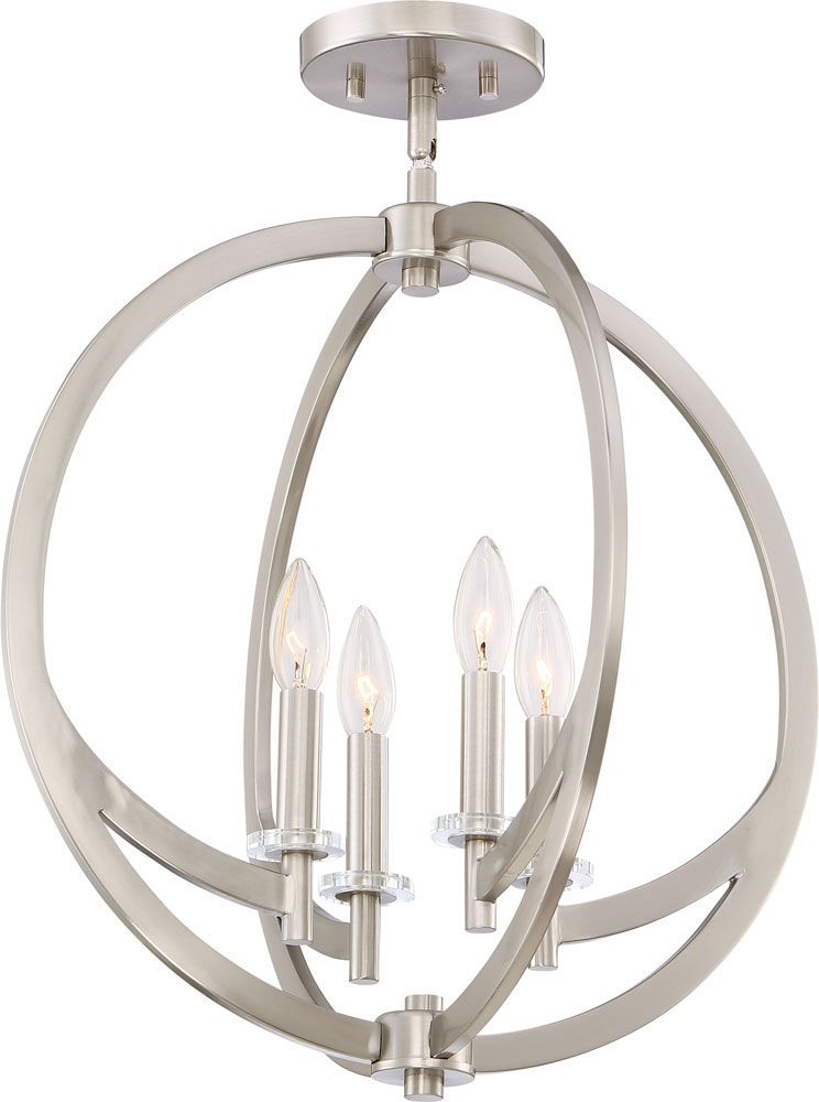 Brushed Nickel Modern Chandeliers Intended For 2019 Quoizel On1718bn Orion Modern Brushed Nickel 18" Home (View 18 of 20)