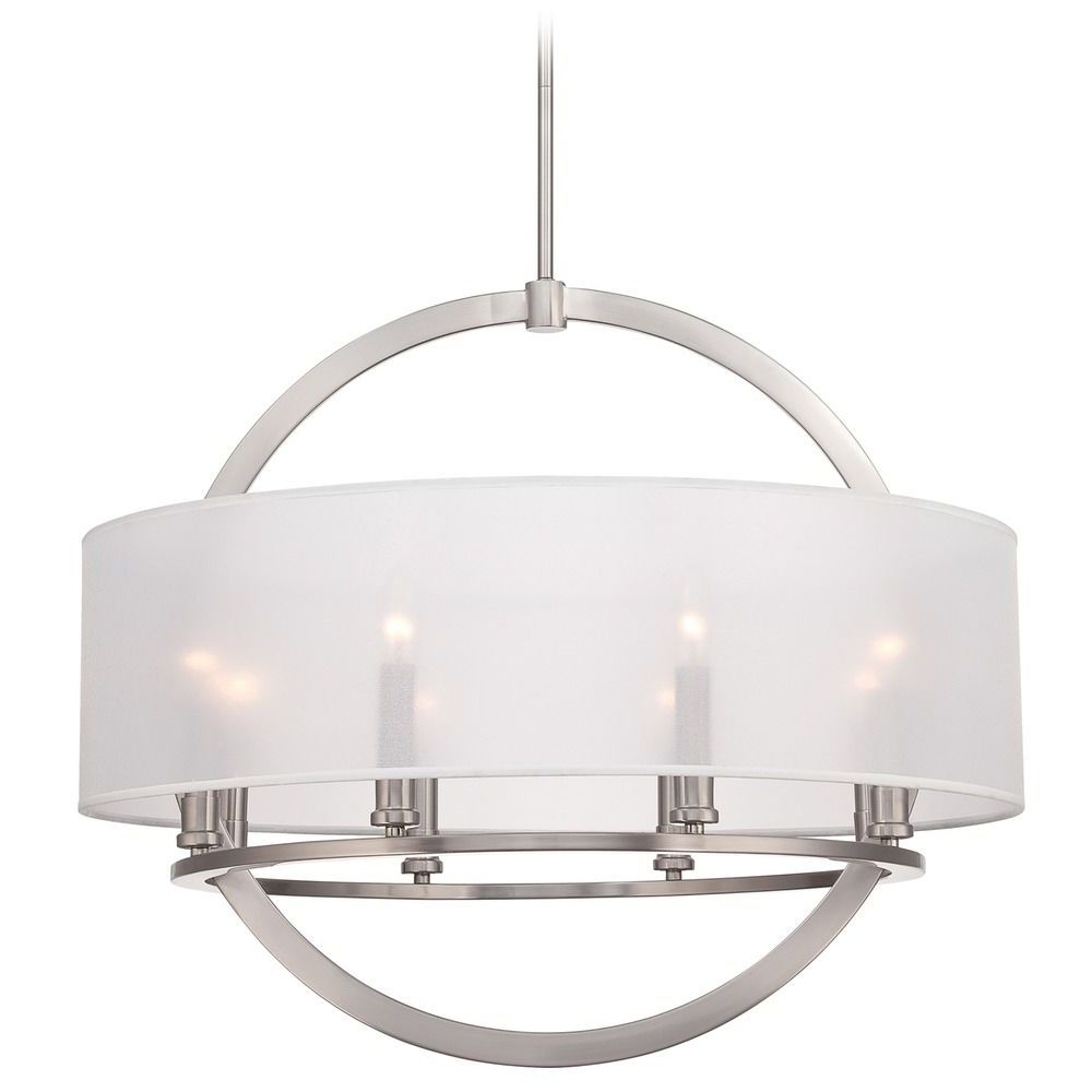 Brushed Nickel Pendant Lights Throughout Most Popular Quoizel Portland Brushed Nickel Pendant Light With Drum (View 4 of 20)