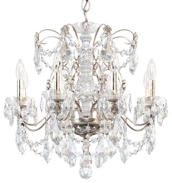 Century 8 Light Chandelier In Antique Silver With Clear Pertaining To Recent Heritage Crystal Chandeliers (View 9 of 20)