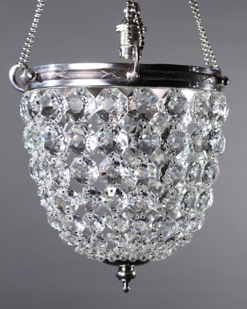 Chandelier Lighting, Set Of 3 Antique Silver Plated Pertaining To Trendy Soft Silver Crystal Chandeliers (View 8 of 20)