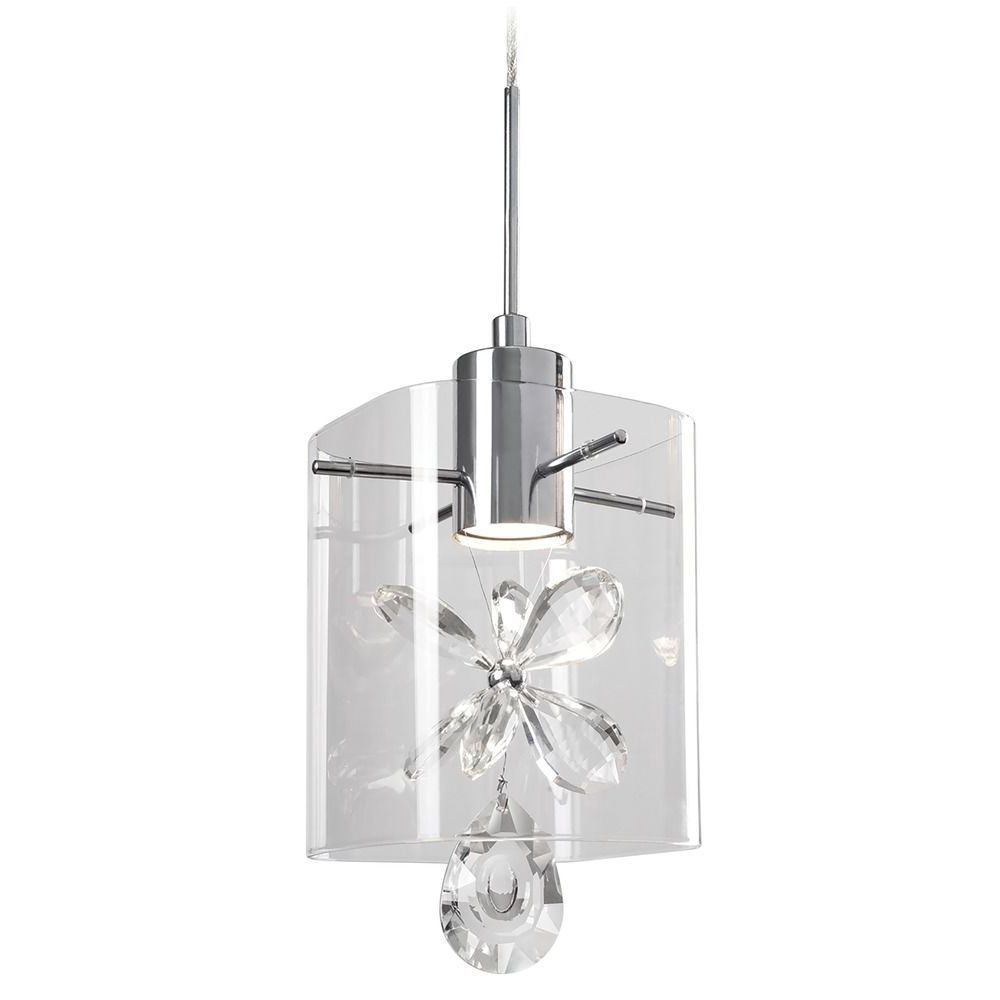 Chrome And Crystal Pendant Lights Intended For Recent Crystal Chrome Led Mini Pendant With Clear Shade 3000k (View 20 of 20)