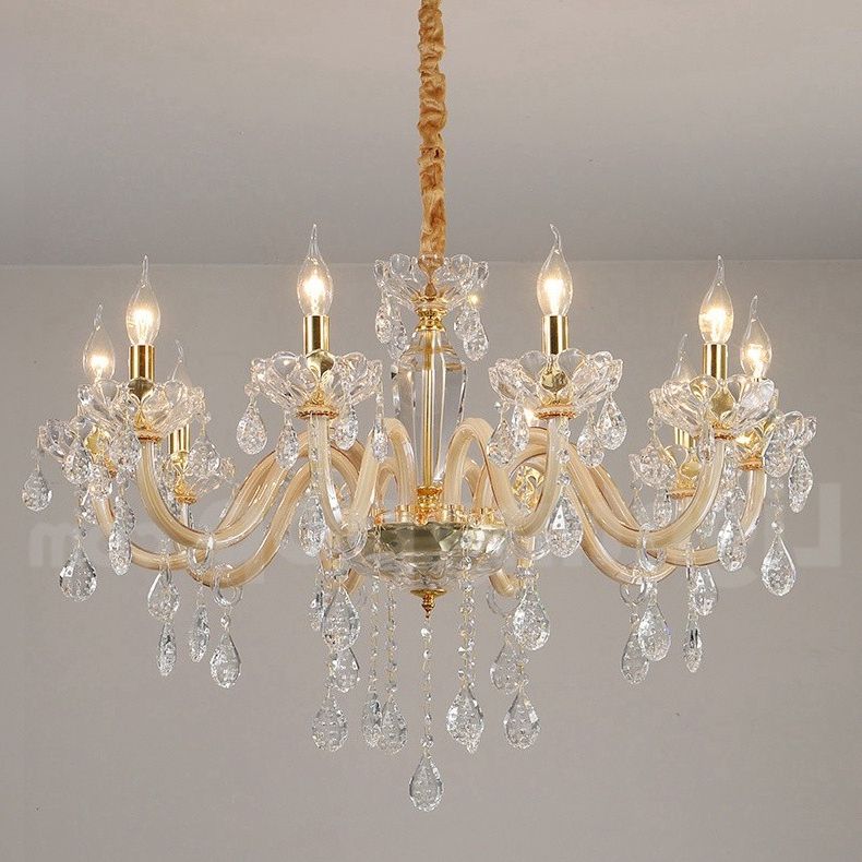 Clear Crystal Chandeliers With Regard To Current 10 Light Gold Chandelier With Clear Crystal Candle (View 5 of 20)