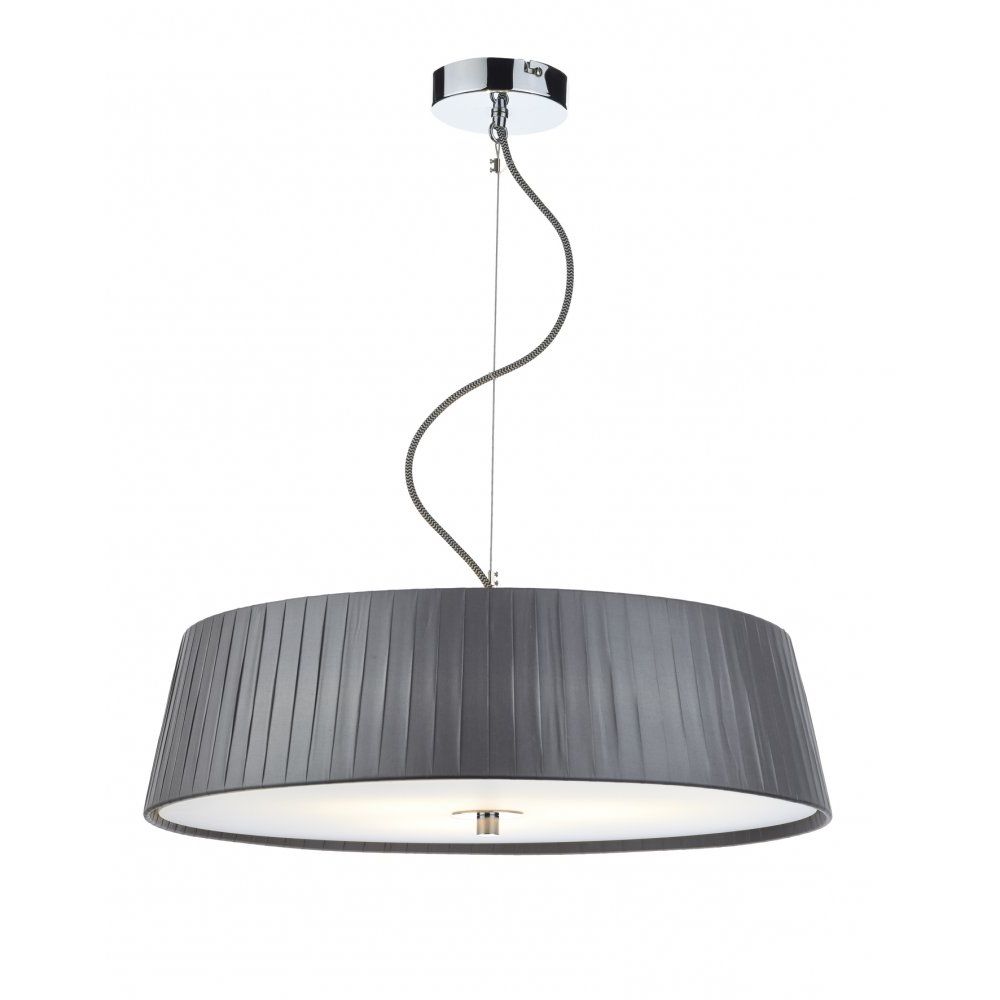 Contemporary Ceiling Pendant With Grey Ribbon Shade Regarding Best And Newest Dark Mocha Ribbon Chandeliers (View 15 of 20)