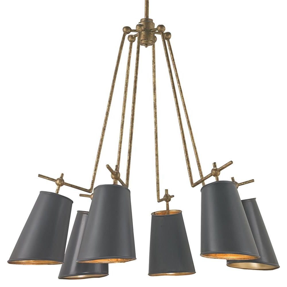 Cori Mid Century Antique Gold Arm Black Shade Chandelier – 30d Within Widely Used Black Shade Chandeliers (View 17 of 20)