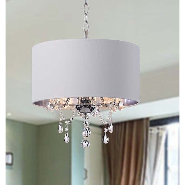 Current 3 Light Pendant Chandeliers With Regard To Indoor 3 Light White/ Chrome Pendant Chandelier – Free (View 17 of 20)