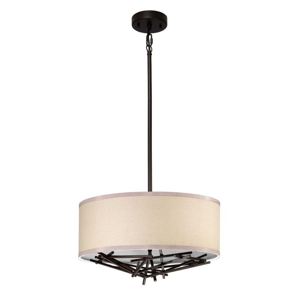 Current Oatmeal Linen Shade Chandeliers With Taiko Contemporary 3 Light Pendant Olde Bronze Oatmeal (View 7 of 20)