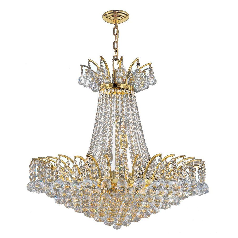 Current Soft Gold Crystal Chandeliers Intended For Worldwide Lighting Empire Collection 11 Light Polished (View 6 of 20)