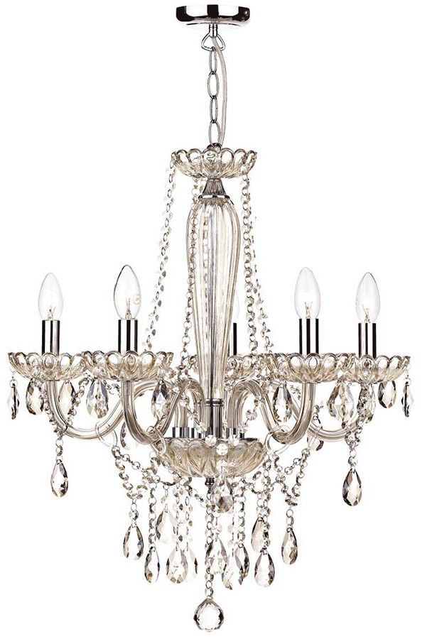 Dar Raphael Traditional 5 Light Chandelier Champagne Glass With Recent Champagne Glass Chandeliers (View 18 of 20)