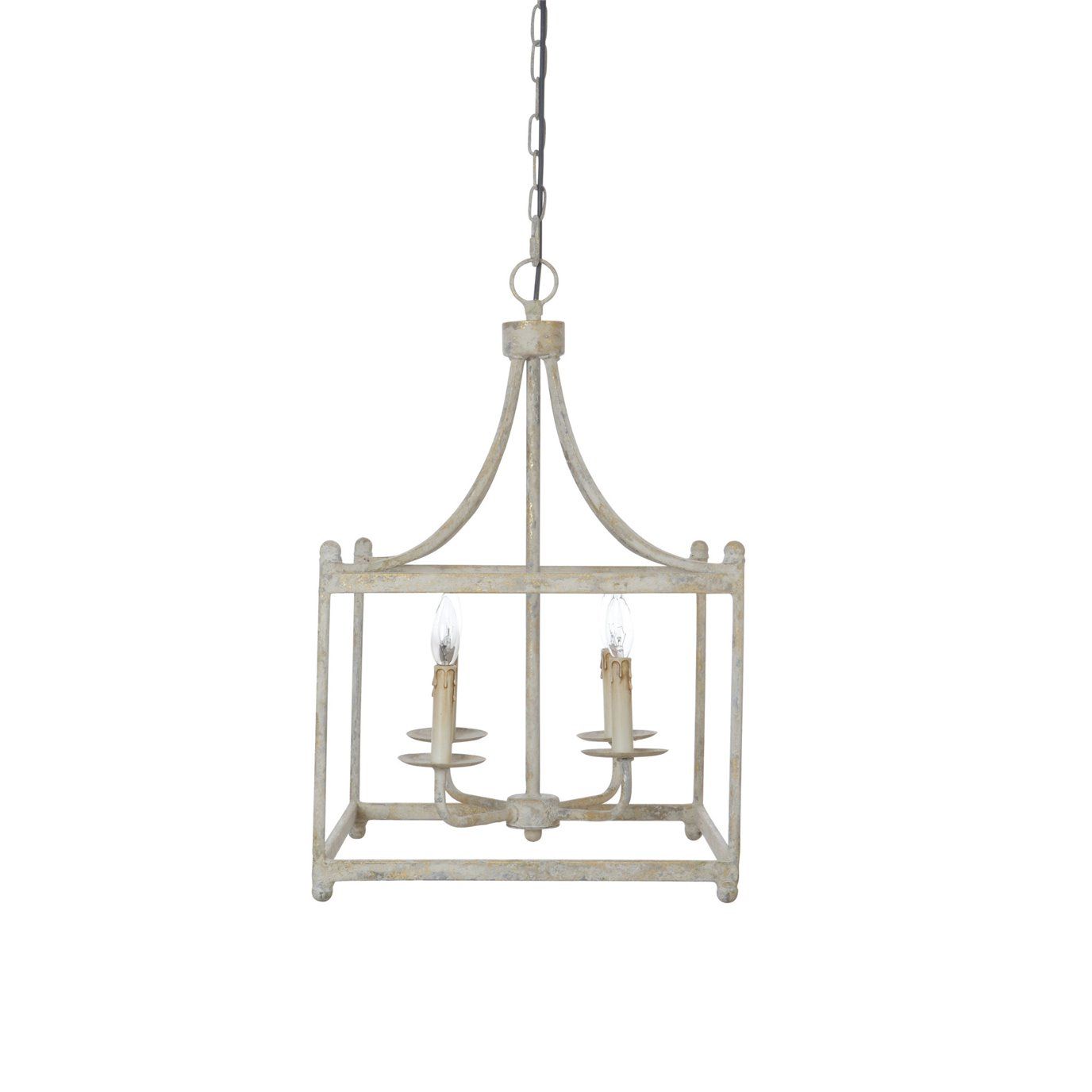 Distressed Cream Square Metal Pendant Light With 4 Candle In Most Recently Released Distressed Cream Drum Pendant Lights (View 17 of 20)