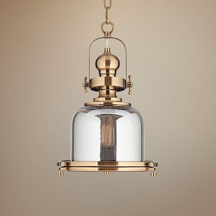Elida Antique Brass 11" Wide Chrome Glass Mini Pendant With Regard To Most Recently Released Warm Antique Brass Pendant Lights (View 9 of 20)