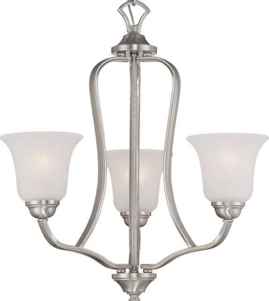 Elizabeth Brushed Nickel Chandelier Frosted Glass Shades Pertaining To Popular Brushed Nickel Modern Chandeliers (View 10 of 20)