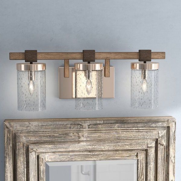 Famous Stone Gray And Nickel Chandeliers Pertaining To Lipsey 3 – Light Dimmable Stone Grey/brushed Nickel Vanity (View 4 of 20)