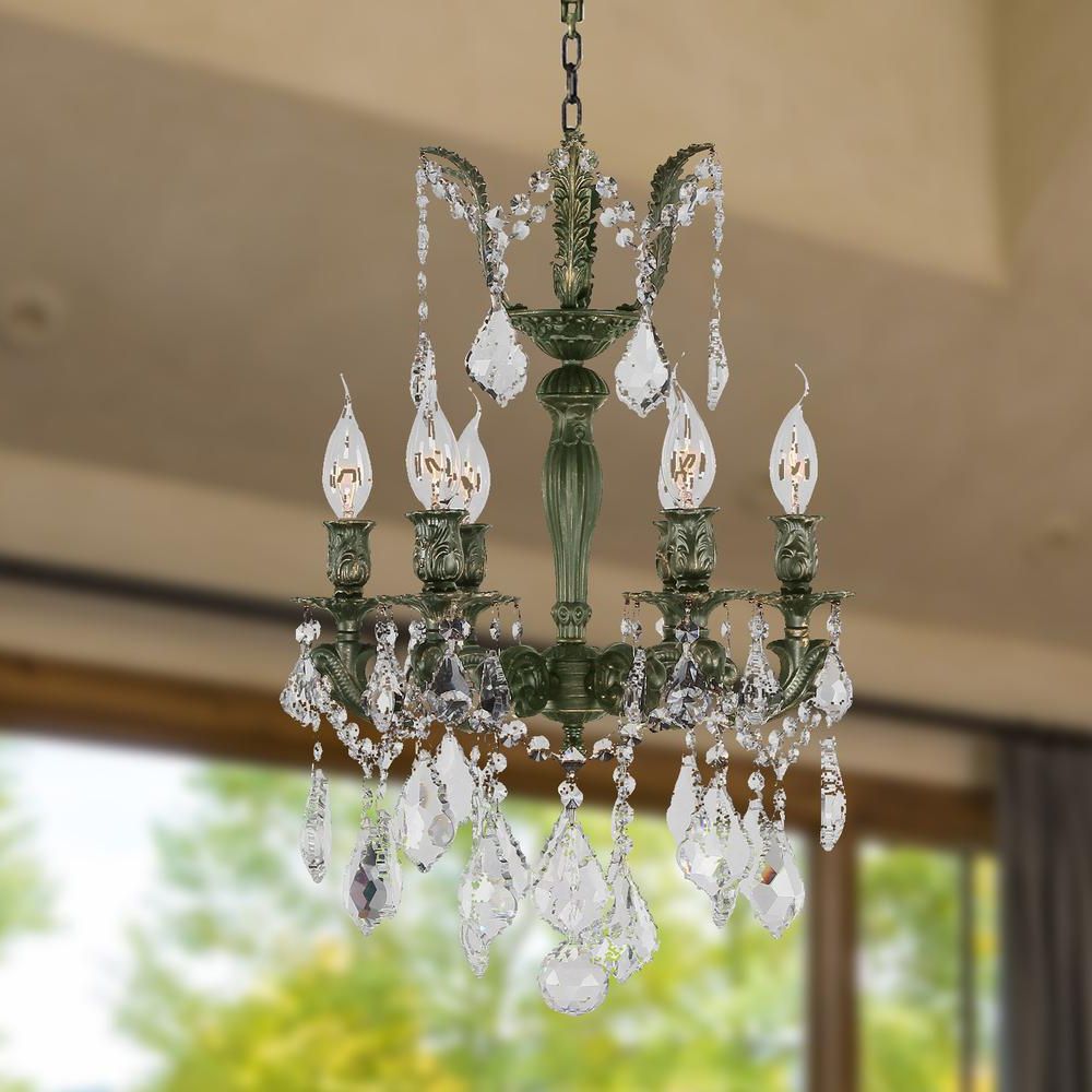 Famous Versailles 6 Light Antique Bronze Finish And Clear Crystal In Antique Brass Crystal Chandeliers (View 6 of 20)
