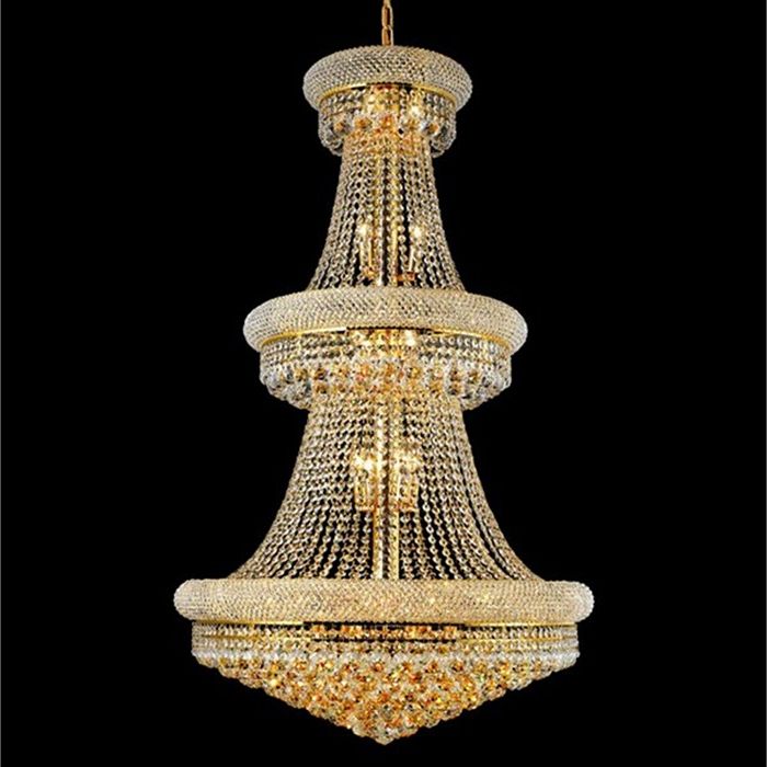Fashionable 30 Inch Three Tiers Empire Crystal Chandelier In Gold Pertaining To Roman Bronze And Crystal Chandeliers (View 4 of 20)
