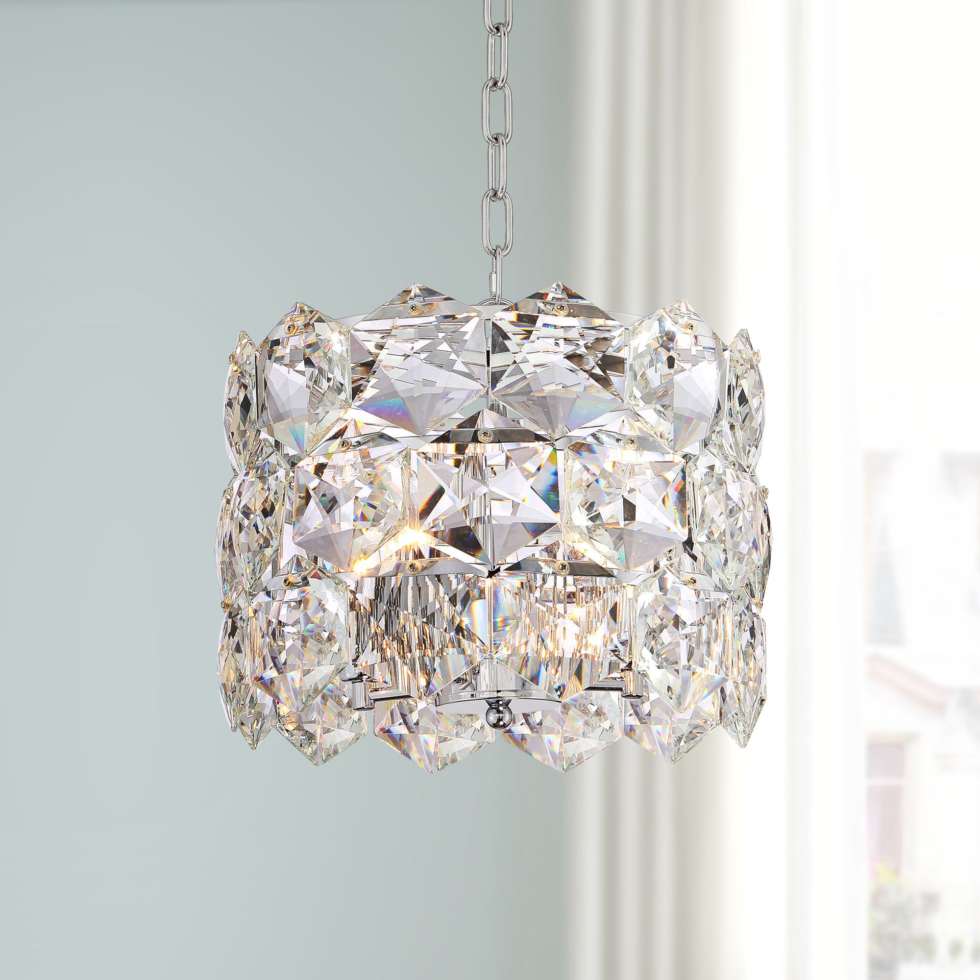 Fashionable Glass And Chrome Modern Chandeliers Intended For Vienna Full Spectrum Chrome Crystal Pendant Chandelier  (View 4 of 20)