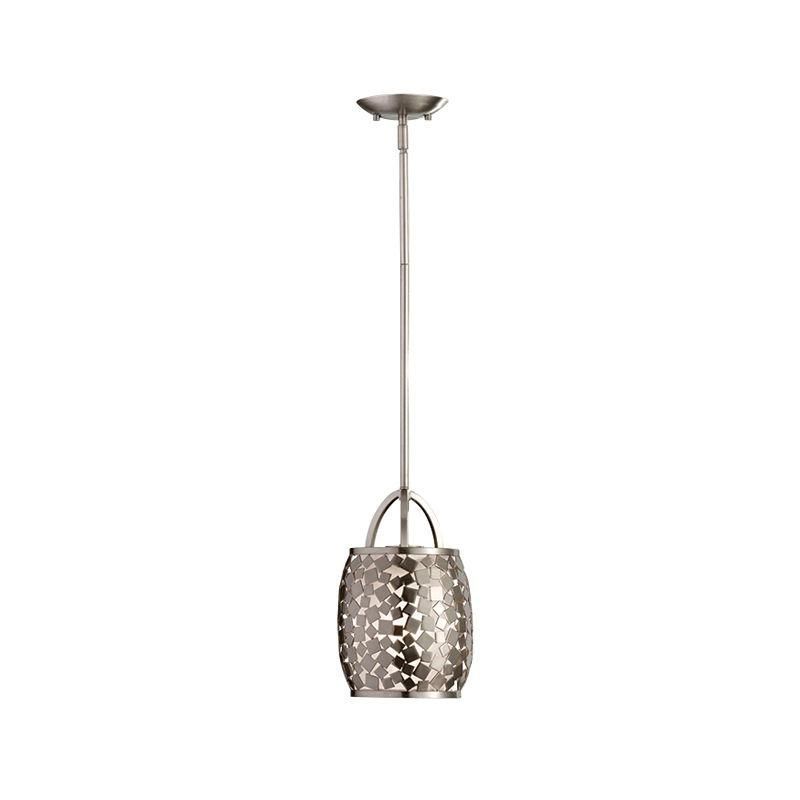 Fashionable Organza Silver Pendant Lights Throughout Zara 1lt Mini Pendant Light E27 In Brushed Steel Elstead (View 14 of 20)