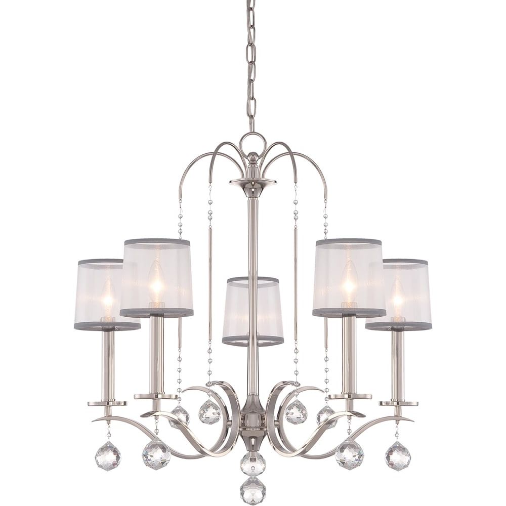 Fashionable Organza Silver Pendant Lights With Regard To Elstead Lighting Whitney 5 Light Multi Arm Ceiling (View 7 of 20)
