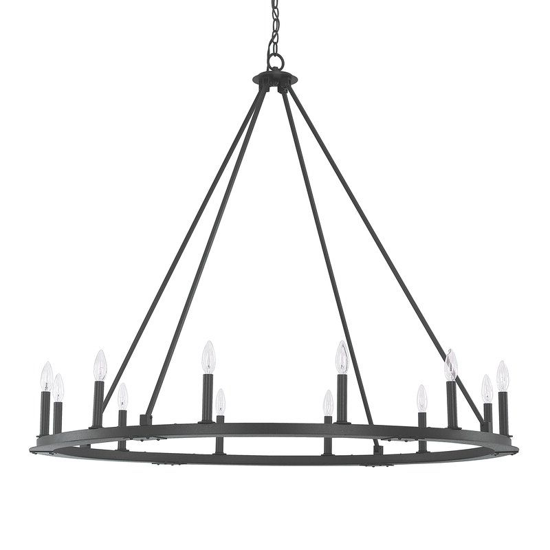 Favorite Black Wagon Wheel Ring Chandeliers With Regard To Shayla 12 Light Wagon Wheel Chandelier & Reviews (View 10 of 20)