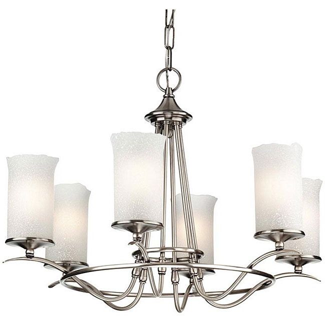 Favorite Bronze And Scavo Glass Chandeliers Pertaining To Antique Silver 6 Light Hand Blown Scavo Glass Shade (View 7 of 20)