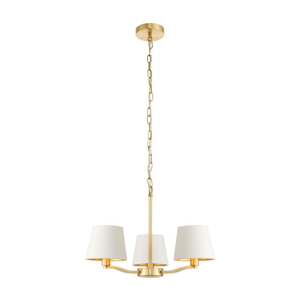 Favorite Endon Collection Harvey 3 Light Ceiling Chandelier In Within Gold Finish Double Shade Chandeliers (View 4 of 20)