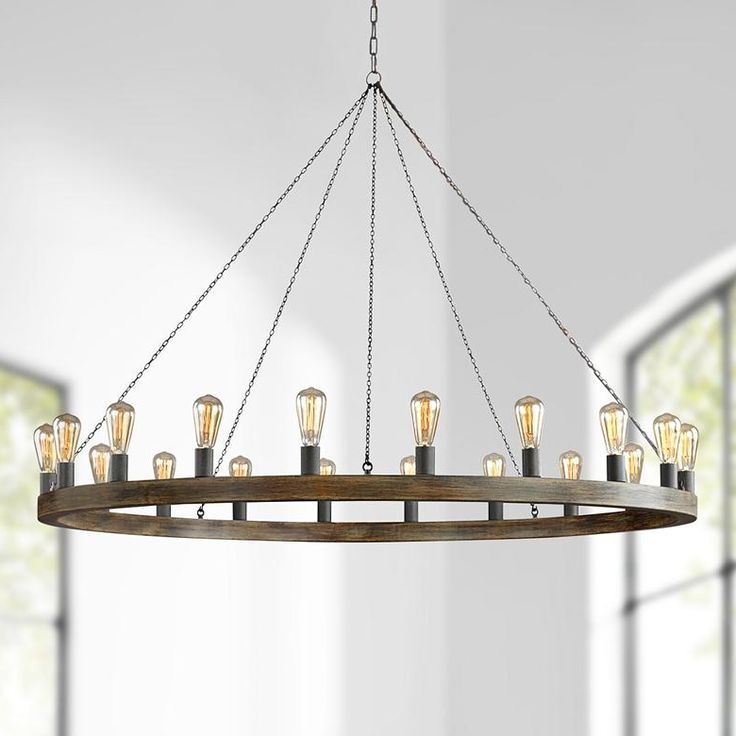 Feiss Avenir 60" Wide 20 Light Weathered Oak Wood Intended For Most Up To Date Weathered Oak And Bronze Chandeliers (View 13 of 20)