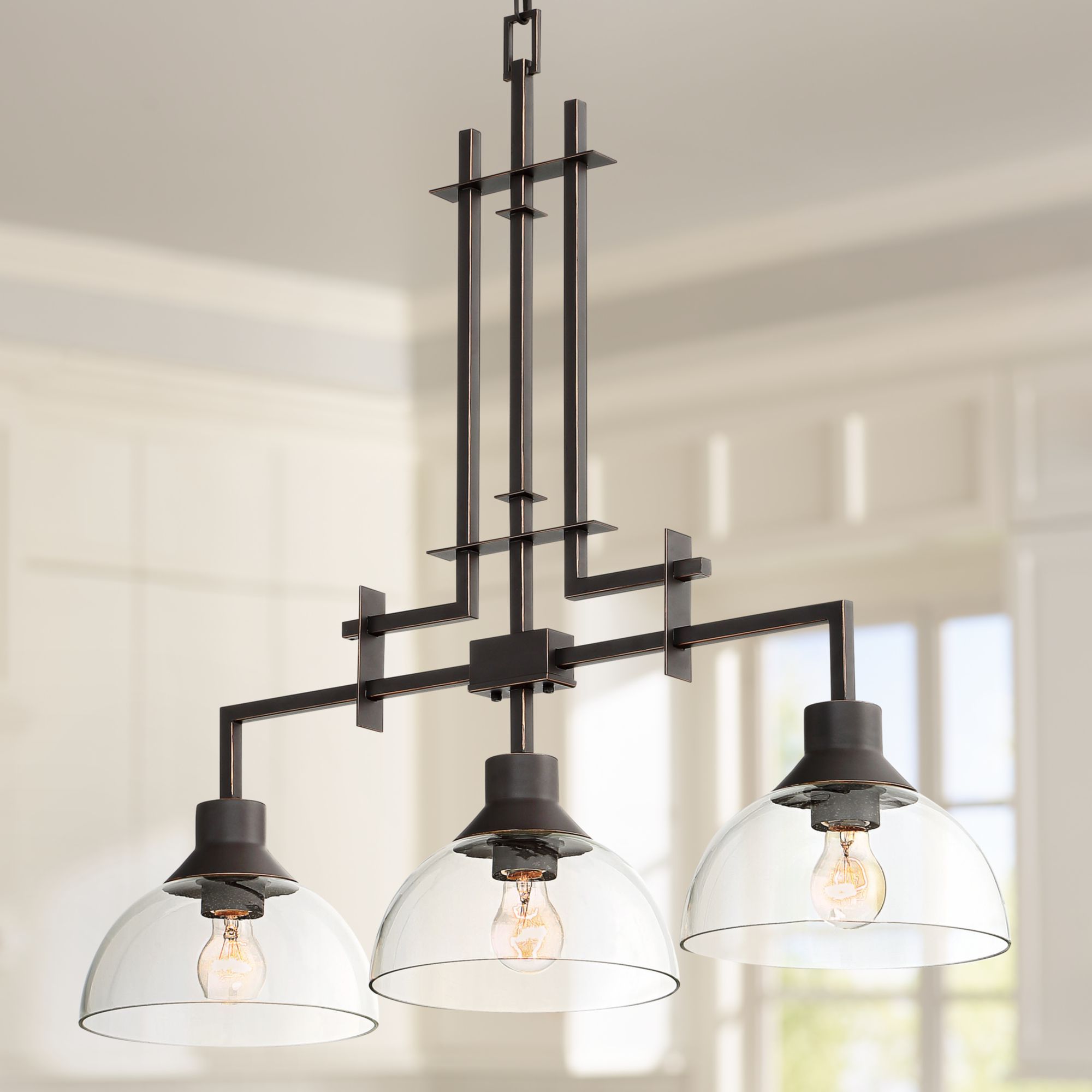 Franklin Iron Works Polished Bronze Linear Pendant With Popular Bronze Metal Chandeliers (View 9 of 20)