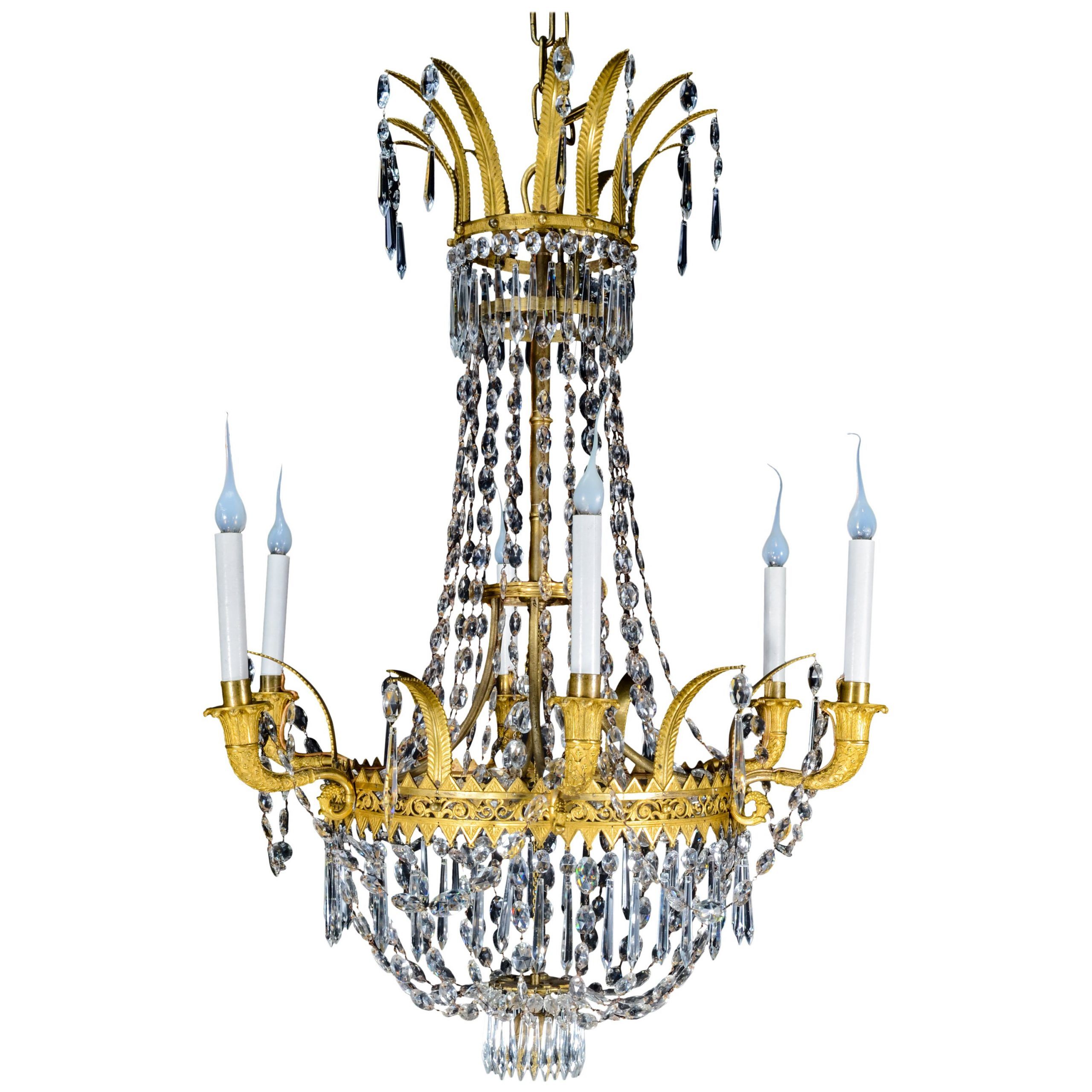 Gilt Bronze And Crystal Empire Style Chandelier For Sale For Most Up To Date Roman Bronze And Crystal Chandeliers (View 2 of 20)