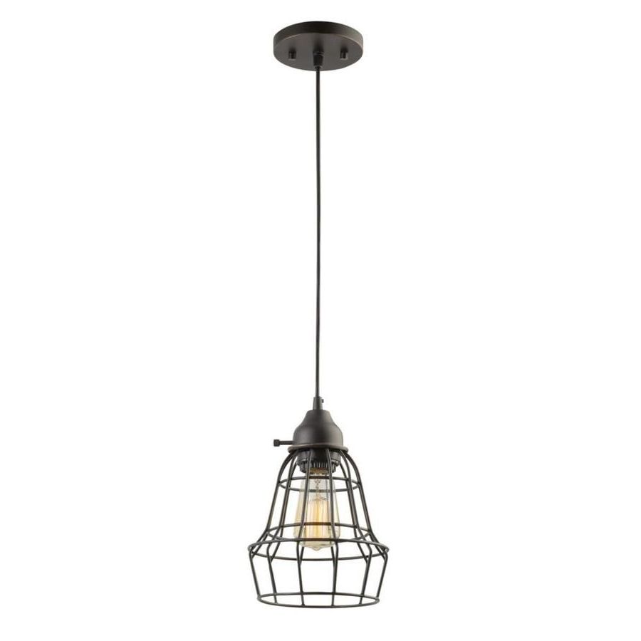 Globe Electric Elior Oil Rubbed Bronze Industrial Pendant In Most Up To Date Textured Glass And Oil Rubbed Bronze Metal Pendant Lights (View 10 of 20)