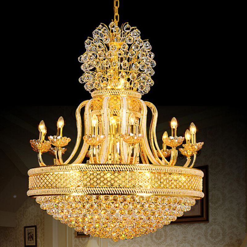 Gold Crystal Chandelier Light Fixture Modern Chrome Pertaining To Newest Clear Crystal Chandeliers (View 13 of 20)