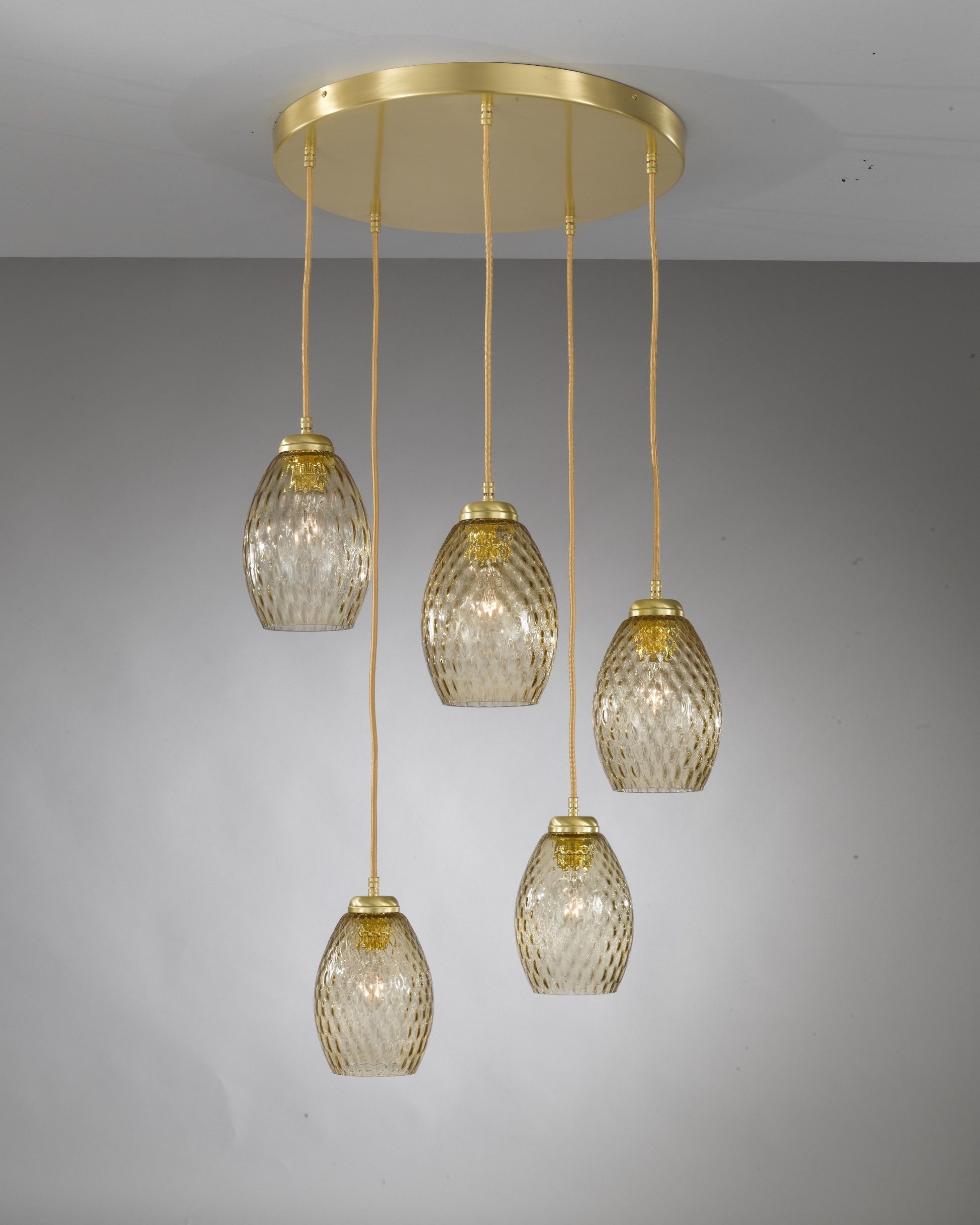 Golden Bronze And Ice Glass Pendant Lights Regarding Most Recent Suspension Lamp, Satin Gold Finish, Blown Glass In Bronze (View 16 of 20)
