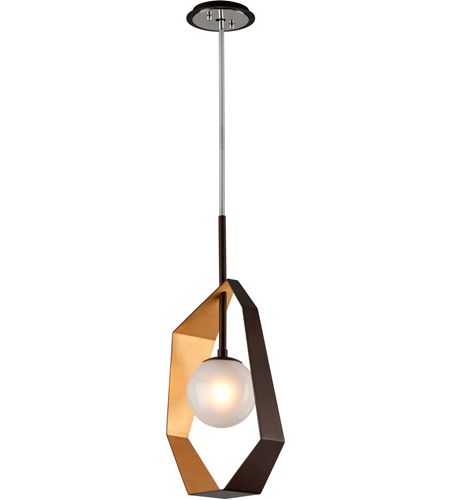 Golden Bronze And Ice Glass Pendant Lights Regarding Trendy Origami Led 12 Inch Bronze With Gold Leaf Pendant Ceiling (View 4 of 20)