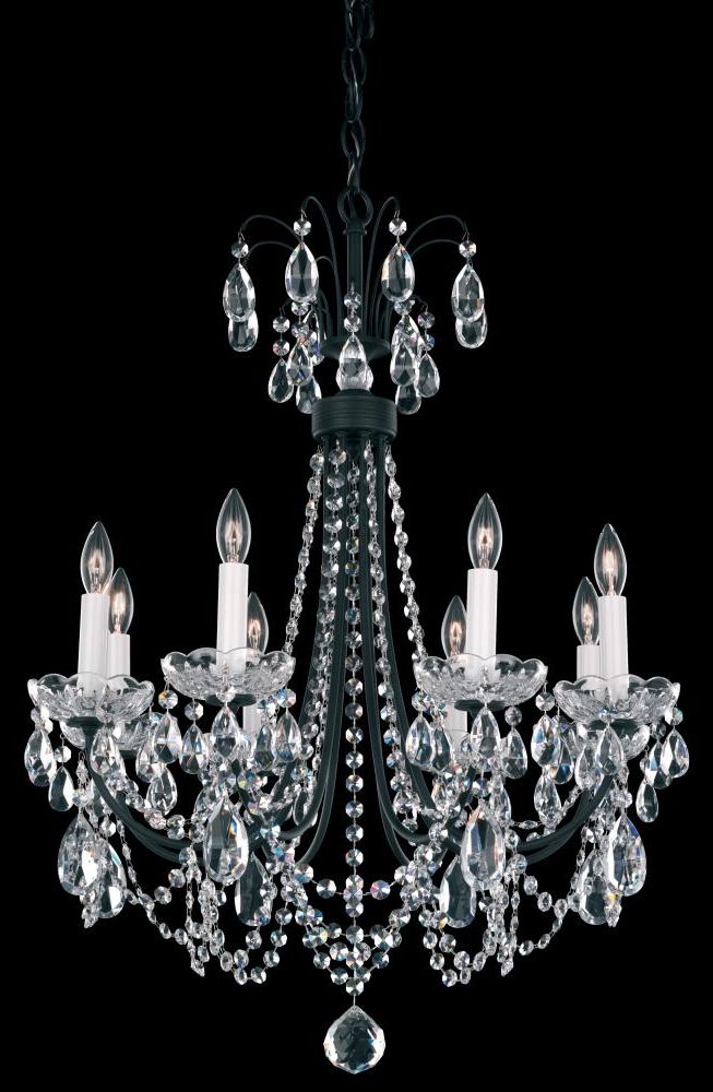 Heritage Crystal Chandeliers Throughout 2019 Lucia 8 Light 110v Chandelier In Ferro Black With Clear (View 13 of 20)
