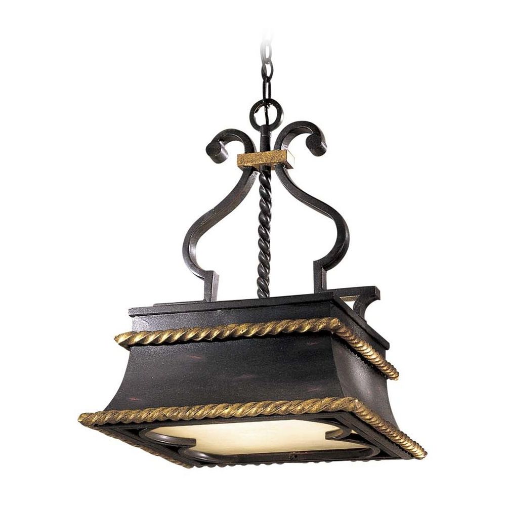 Island Pendant Light In French Black With Gold Leaf Finish Throughout Popular Black And Gold Kitchen Island Light Pendant (View 19 of 20)