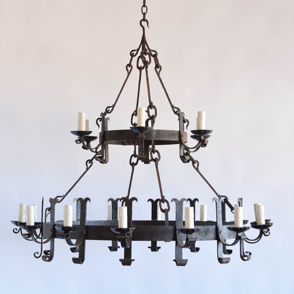 Large 2 Tier Iron Chandelier – The Big Chandelier Within Newest Warm Antique Gold Ring Chandeliers (View 16 of 20)