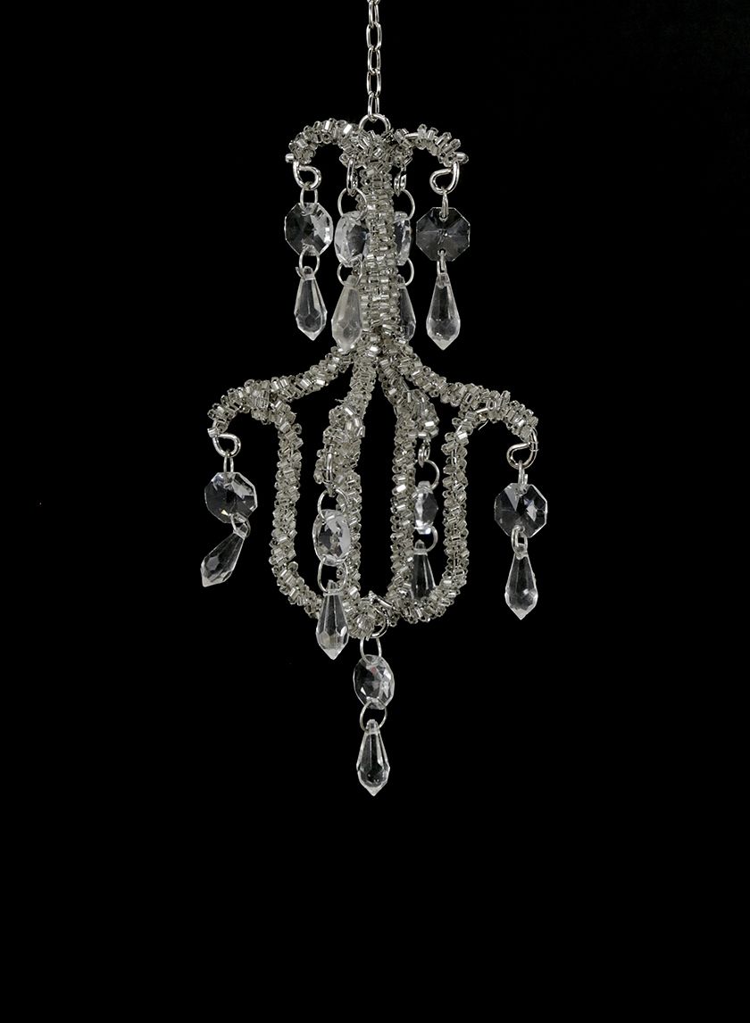 Latest 5 1/4in Silver Beaded Chandelier Ornament With Ornament Aged Silver Chandeliers (View 16 of 20)