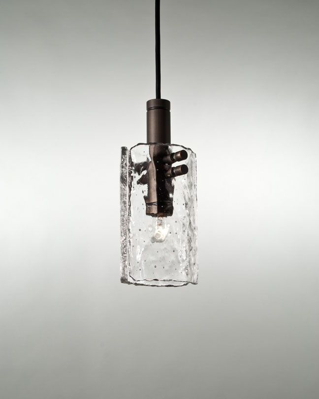 Latest Bank Pendent In Bronze With Ice Edge Kiln Formed Glass In Golden Bronze And Ice Glass Pendant Lights (View 9 of 20)