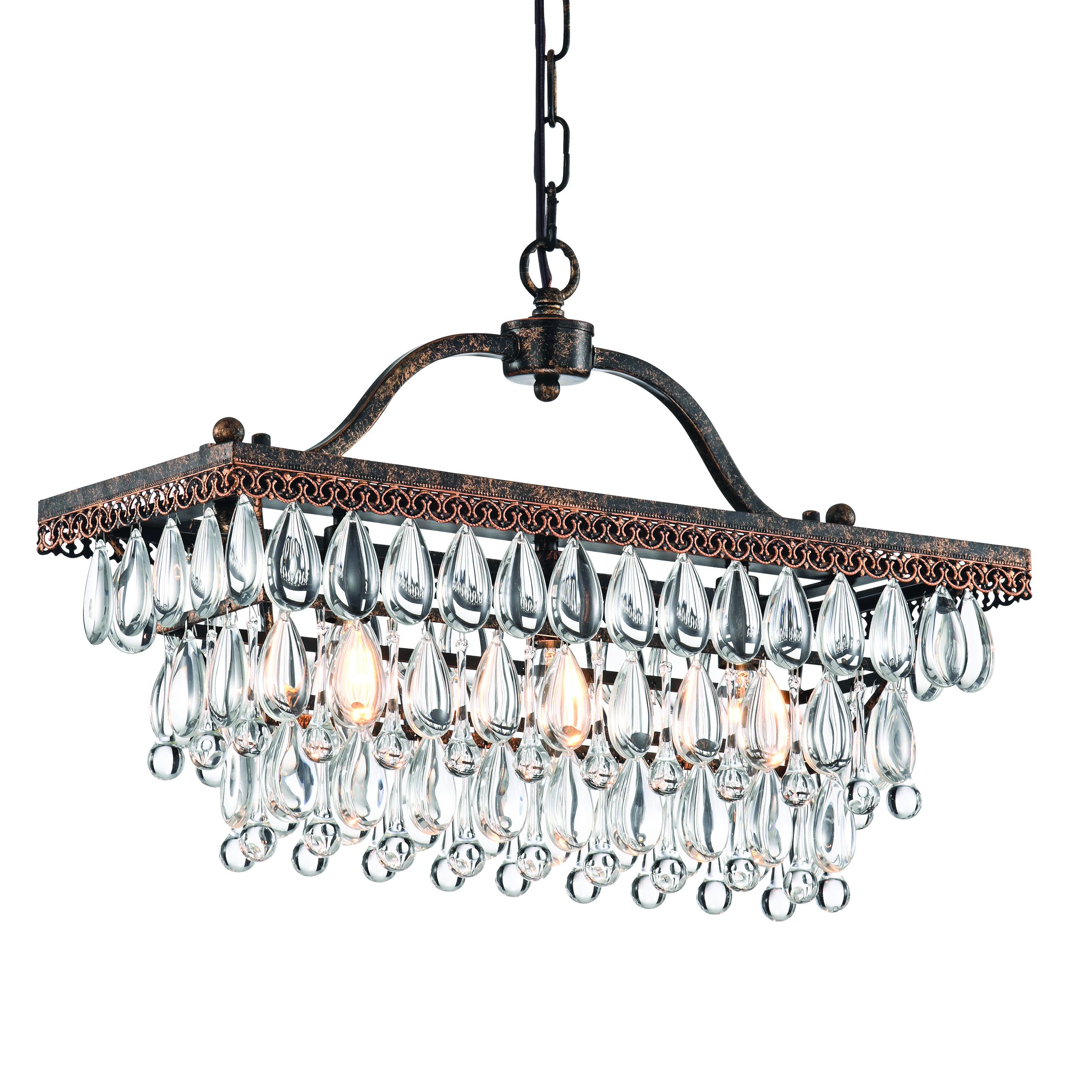 Latest Bronze And Scavo Glass Chandeliers For 3 Light Antique Bronze Rectangle Crystal Chandelier (View 16 of 20)