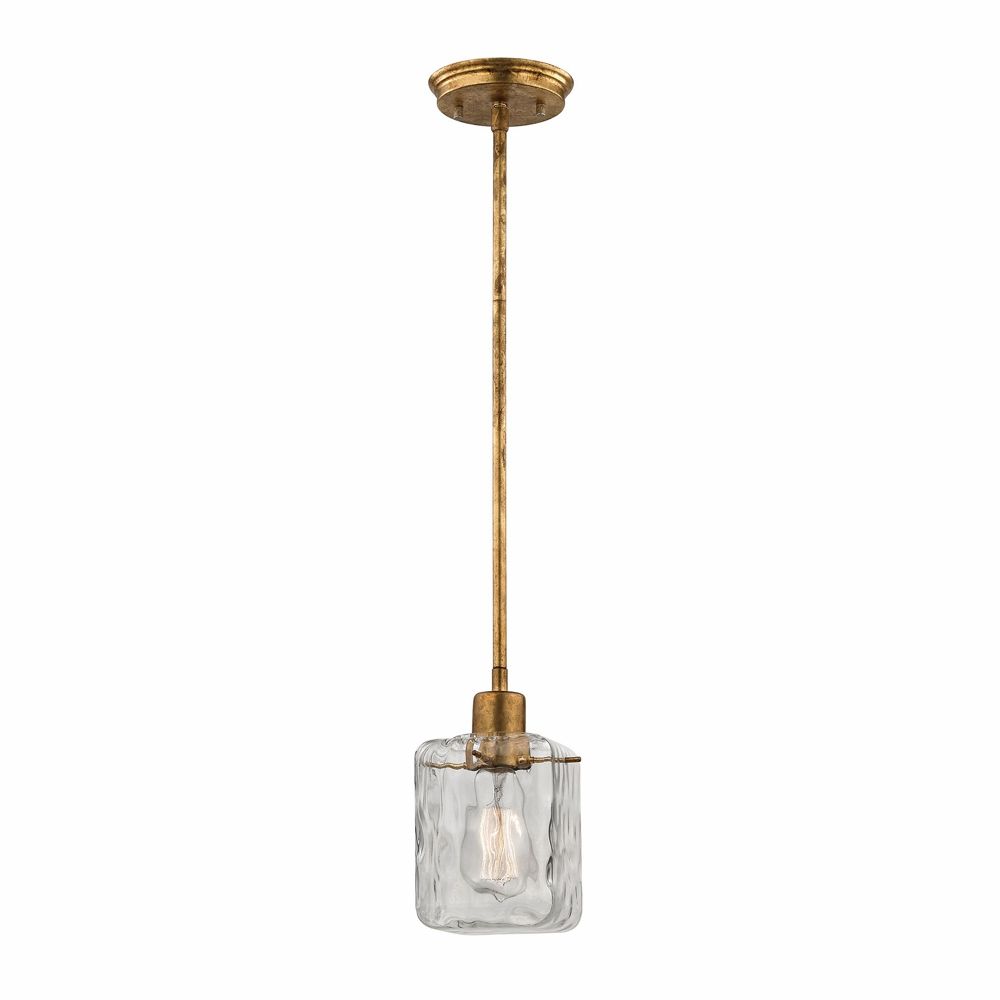 Latest Elk Lighting – Watercube 1 Light Pendant In Antique Gold Throughout Antique Gold Pendant Lights (View 17 of 20)