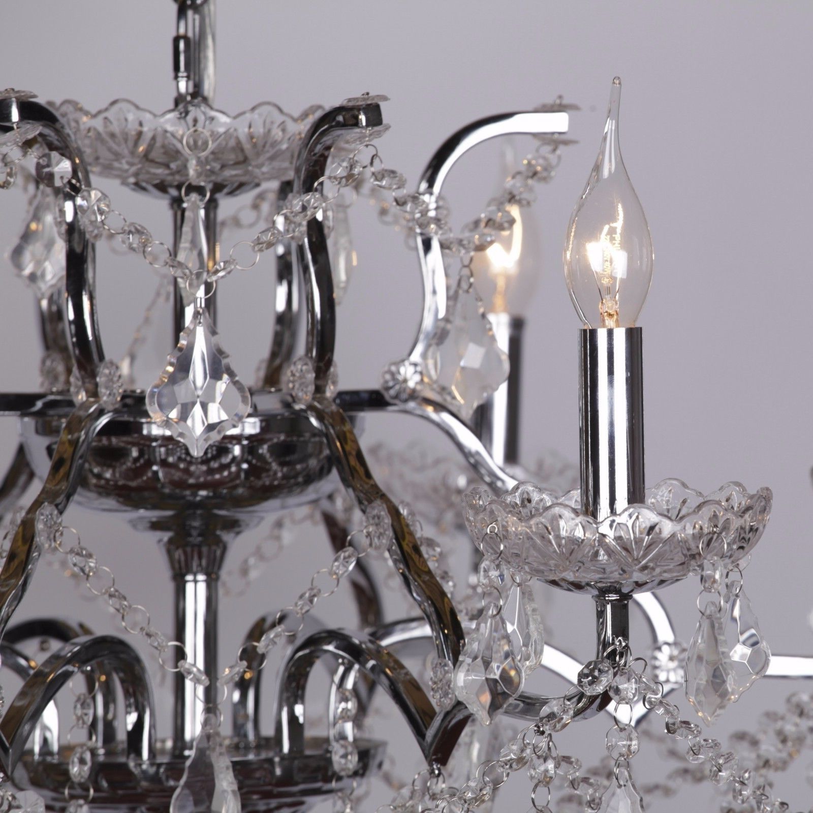Latest Glass And Chrome Modern Chandeliers Intended For 6 Branch Chrome Shallow Cut Glass Chandelier Furniture (View 3 of 20)