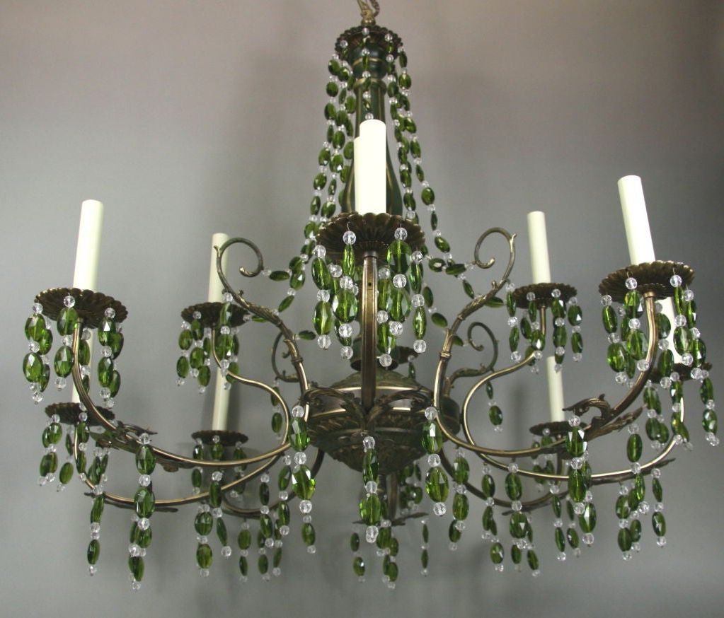 Latest Marquette Two Tier Traditional Chandeliers Throughout On Sale Large Green Crystal Two Tier Chandelier, 1920s At (View 20 of 20)