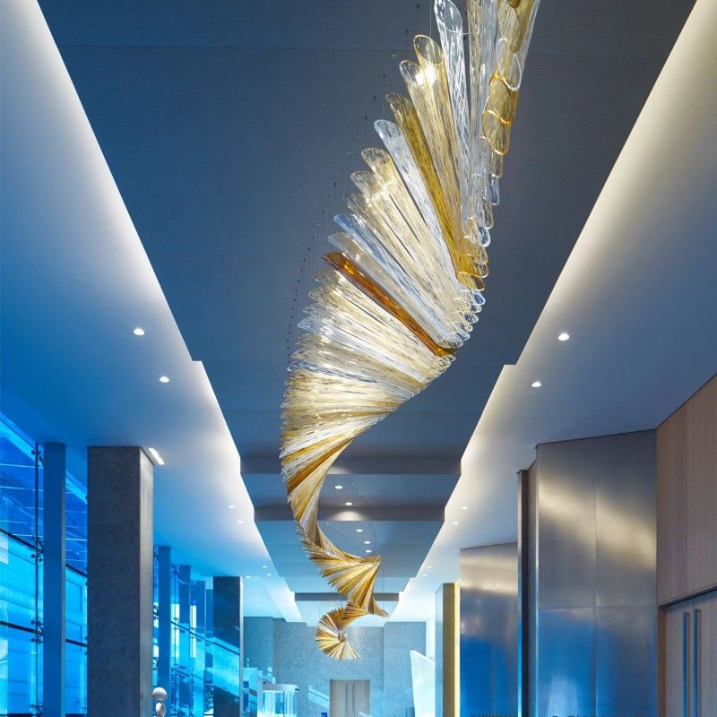 Latest Modern Large Hotel Decorated Hand Blown Glass Chandelier Throughout Art Glass Chandeliers (View 15 of 20)