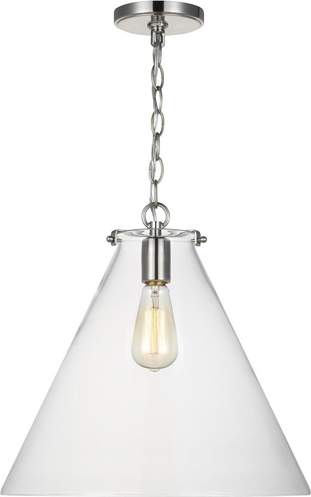 Latest Polished Nickel And Crystal Modern Pendant Lights Intended For Seagull 6592101 962 Kate Modern Brushed Nickel Pendant (View 12 of 20)